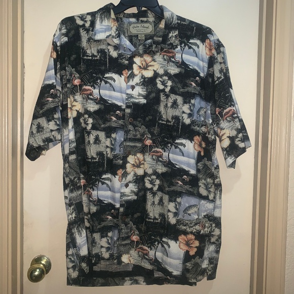 PALM ISLAND Shirts Palm Island Hawaiian Palm Trees Turtles Sz Xl